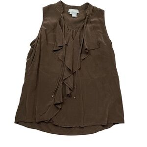 Eccoci 14 Anthropologie Chocolate Brown Sleevleess 100%‎ Silk Top